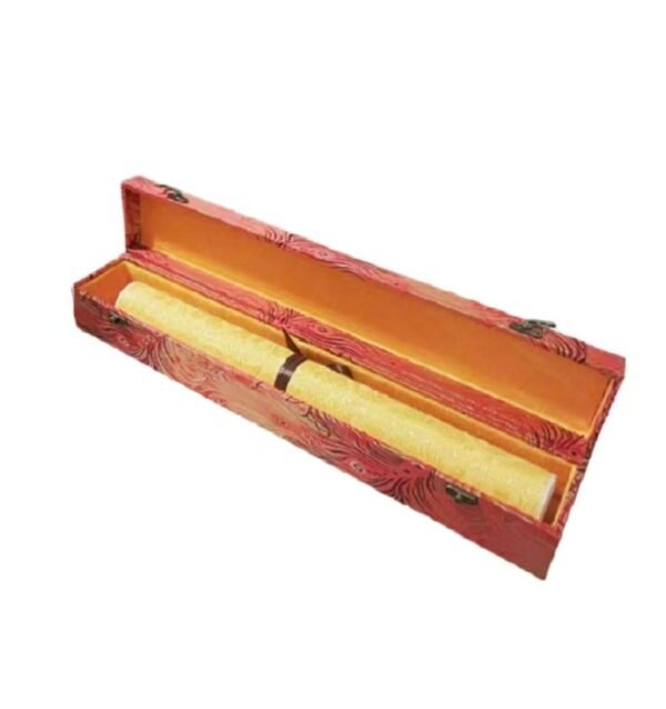 Xuan Paper Hand Scroll  Red Phoenix Tail Song Brocade Box Luxury Jewelry Samite Box Customed