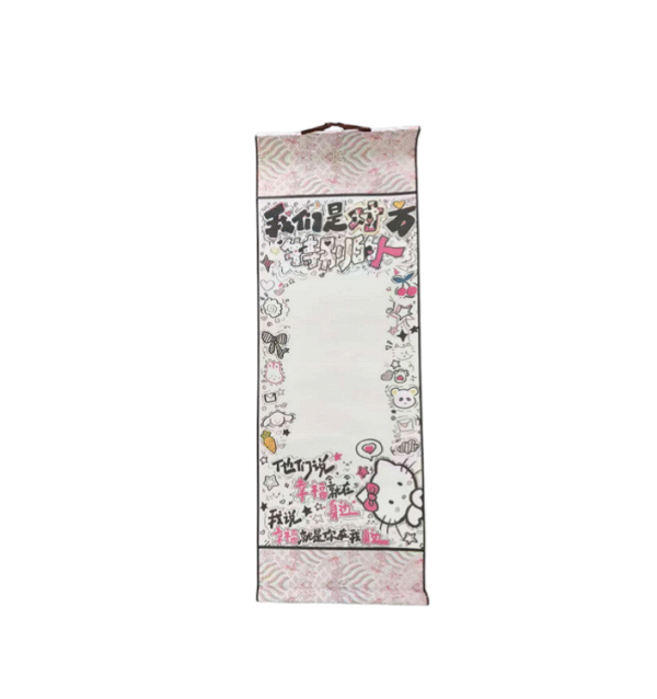 Art Paper Hand Scroll Song Brocade Framed  Brocade Box Set with Pink Color or  Sky Blue Color Samite Box