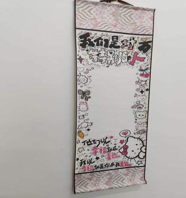 Art Paper Hand Scroll Song Brocade Framed  Brocade Box Set with Pink Color or  Sky Blue Color Samite Box