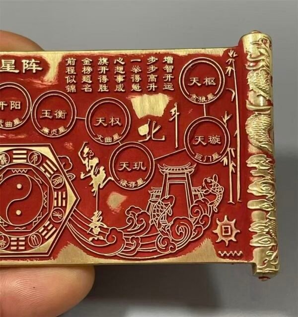 Student Lucky Mascot of Top Rank Exam by Golden List Ode.Seven-Star Protection, Golden List Title Vermilion  Red Color  Crafts