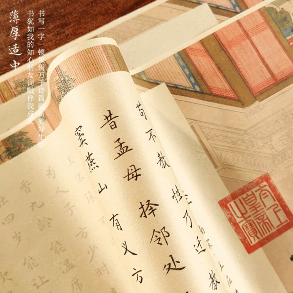 Xuan Paper Tracing Copying Chinese Calligraphy long Scroll of < Three Character Classic >