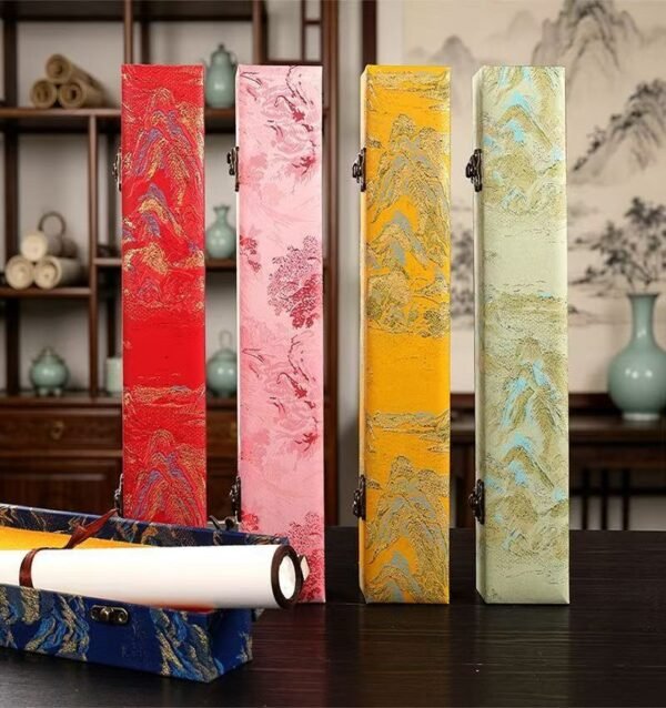 Chinese xuan paper  hand scroll for Drawing Painting Writing Calligraphy Artwork ,Love Letter Marriage Certificate  Invitation &  Guestbook Song brocade box  Gift