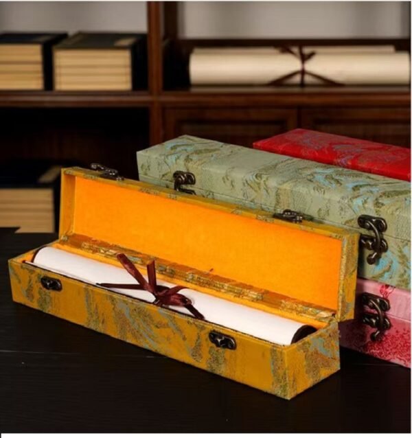 Chinese xuan paper  hand scroll for Drawing Painting Writing Calligraphy Artwork ,Love Letter Marriage Certificate  Invitation &  Guestbook Song brocade box  Gift