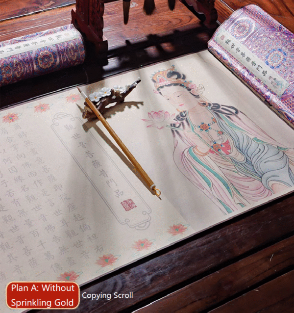 Chinese Calligraphy Copying Writing Buddhist Sciptures of < The Universal Gate Chapter of  Avalokiteshvara Bodhisattva > Song Brocade Box Set