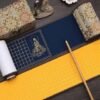 Buddhism Yellow  Eternal Blue Xuan Paper Calligraphy Paper Hand Scroll Song Brocade Samite Box Set of Writing The Heart of Sutra