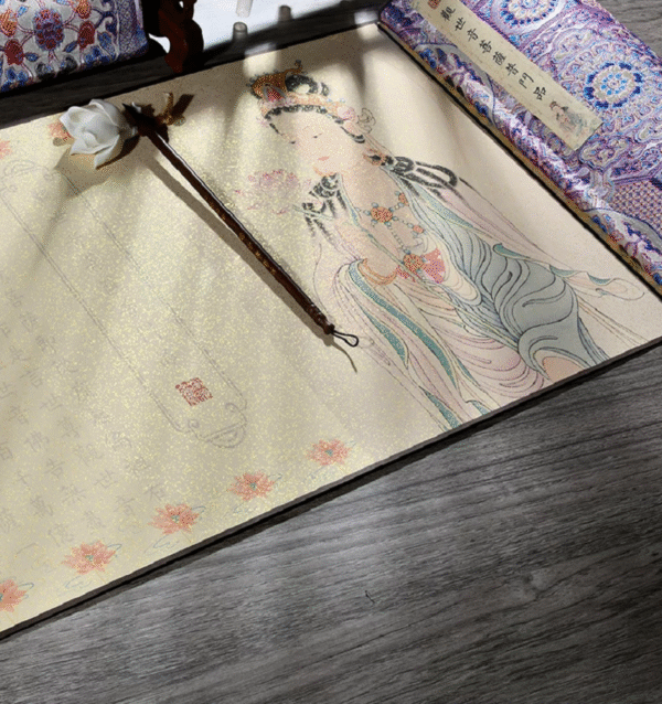 Chinese Calligraphy Copying Writing Buddhist Sciptures of < The Universal Gate Chapter of  Avalokiteshvara Bodhisattva > Song Brocade Box Set