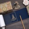Buddhism Yellow  Eternal Blue Xuan Paper Calligraphy Paper Hand Scroll Song Brocade Samite Box Set of Writing The Heart of Sutra