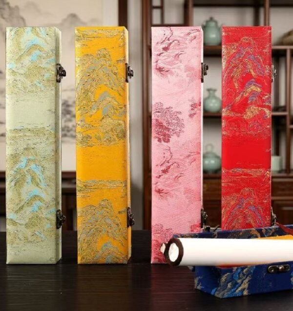 Chinese xuan paper  hand scroll for Drawing Painting Writing Calligraphy Artwork ,Love Letter Marriage Certificate  Invitation &  Guestbook Song brocade box  Gift