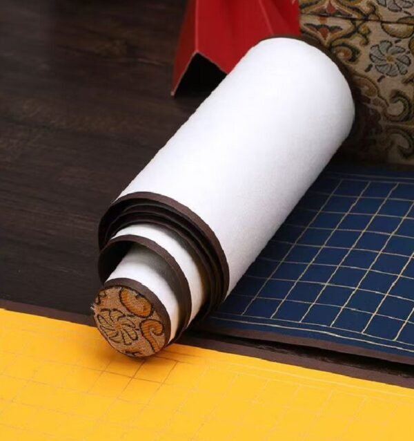 Buddhism Yellow  Eternal Blue Xuan Paper Calligraphy Paper Hand Scroll Song Brocade Samite Box Set of Writing The Heart of Sutra
