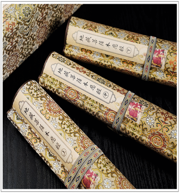Xuan Chinese Paper Art Paper Calligraphy Hand Scroll Brocade Box Set for  Copying Writing of < The Sutra of the Past Vows of Earth Store Bodhisattva >