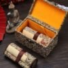 Buddhism Yellow  Eternal Blue Xuan Paper Calligraphy Paper Hand Scroll Song Brocade Samite Box Set of Writing The Heart of Sutra