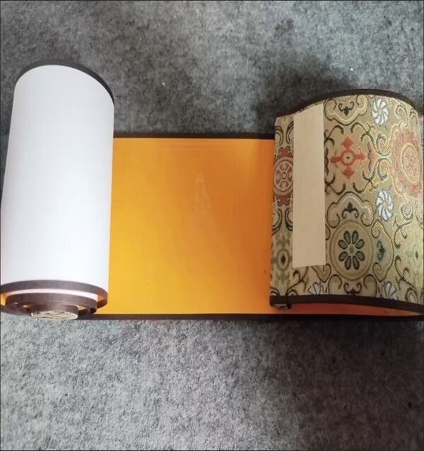 Buddhism Yellow  Eternal Blue Xuan Paper Calligraphy Paper Hand Scroll Song Brocade Samite Box Set of Writing The Heart of Sutra