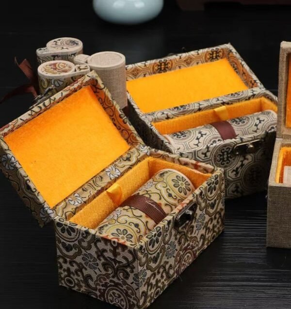 Buddhism Yellow  Eternal Blue Xuan Paper Calligraphy Paper Hand Scroll Song Brocade Samite Box Set of Writing The Heart of Sutra