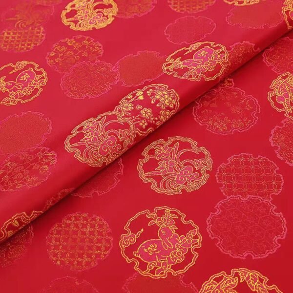32*16*4.5cm RoseWood Brocade Fabric Red Rabbit  Marriage Gift Box Storage Silk Package Box Jewelry Gift Collection Case