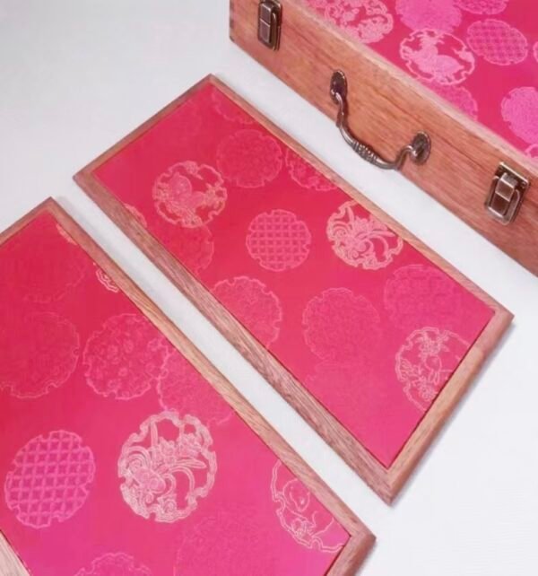 32*16*4.5cm RoseWood Brocade Fabric Red Rabbit  Marriage Gift Box Storage Silk Package Box Jewelry Gift Collection Case