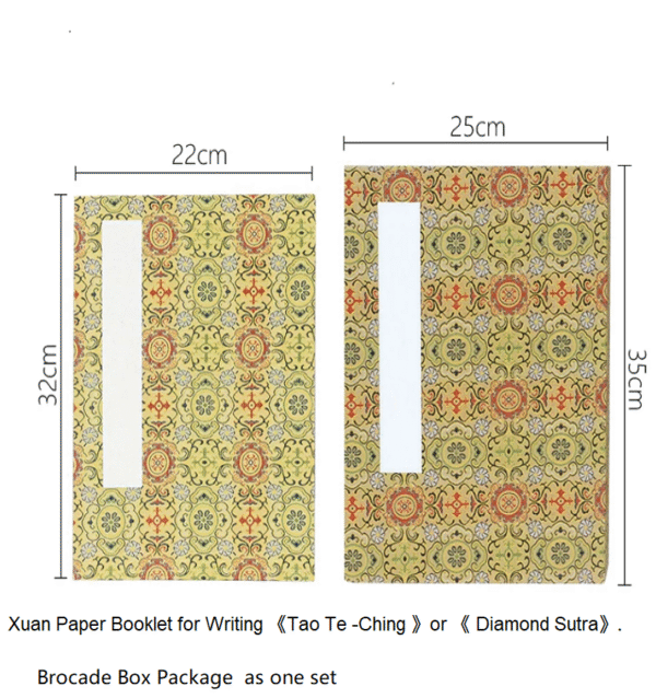 Xuan Paper  Calligraphy Paper Folding Book  Simple  MDF Song Brocade  Box Set Gift for Writing Daoism Classic  <  Tao Te Ching   > -Lao Tzu or < The Diamond Sutra > 