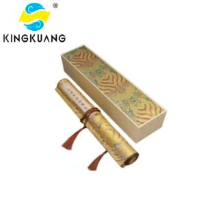 001 Xuan Paper Hand Scroll Copying Chinese Daoism Classic Do Good Deeds Article 《 YIN ZHI WEN 》 Song Brocade Box