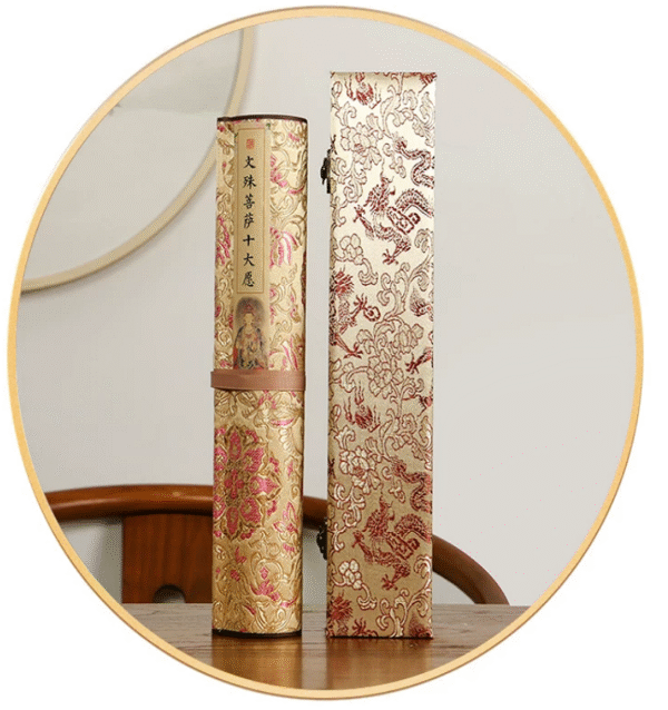 Xuan Paper Calligraphy Hand Scroll Copying of Buddhism Classic < The Ten Great Vows of Manjushri Bodhisattva >