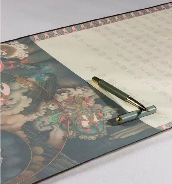 Xuan Paper Hand Scroll Artworks Gift Song Brocade Box  Set Copying Calligraphy <  Śūraṅgama Mantra > 