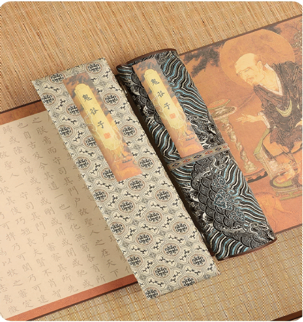 Xuan Paper Calligraphy Hand Scroll Copying  Ancient  Wisdom on Strategy and Tactics < GUI GU ZI > Song Brocade Box