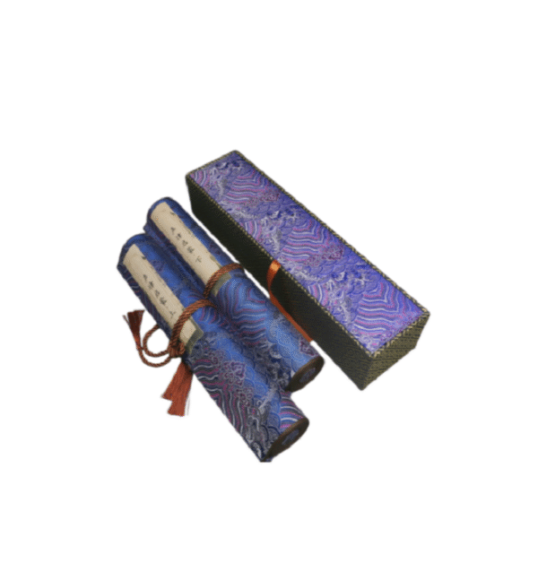 Xuan Paper Hand Scroll Copying  Phonetic Rhyme and Musical Rhythm  Article 《 Sheng Lv Qi Meng 》by Che Wan Yu  in Qing  Dynasty  Song Brocade Box 