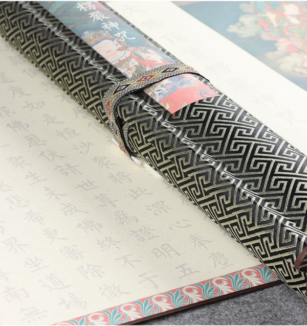 Xuan Paper Hand Scroll Artworks Gift Song Brocade Box  Set Copying Calligraphy <  Śūraṅgama Mantra > 