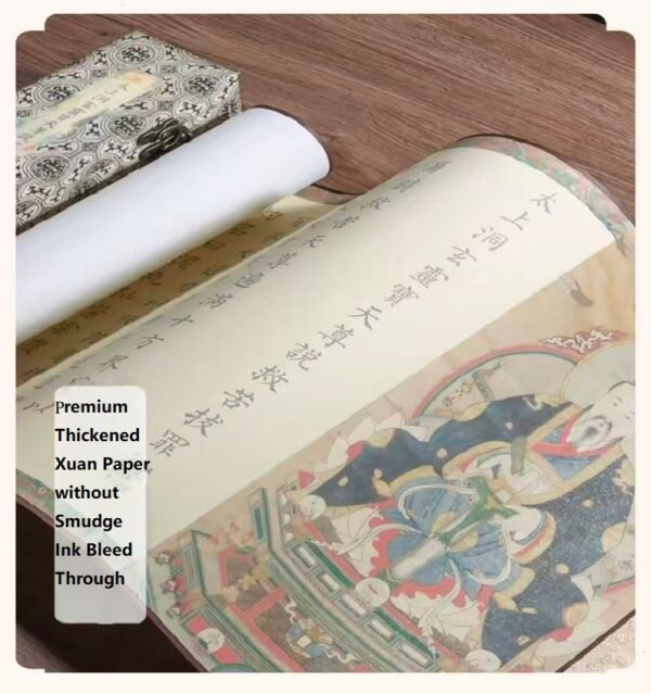 005. Xuan Paper Hand Scroll Daoism Scripture Copying Writing The Suprme Marvelous Scripture Song Brocade Box Set