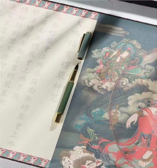 Xuan Paper Hand Scroll Artworks Gift Song Brocade Box  Set Copying Calligraphy <  Śūraṅgama Mantra > 