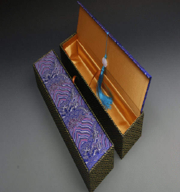Xuan Paper Hand Scroll Copying Chinese Daoism Classic Longevity Article 《 ZUO WANG LUN 》Tang Dynasty Song Brocade Box
