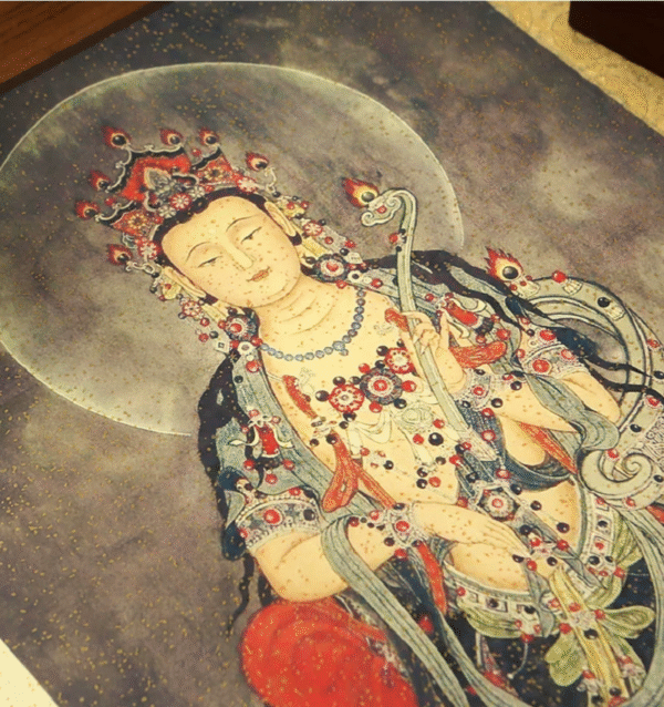 Xuan Paper Calligraphy Hand Scroll Copying of Buddhism Classic < The Ten Great Vows of Manjushri Bodhisattva >