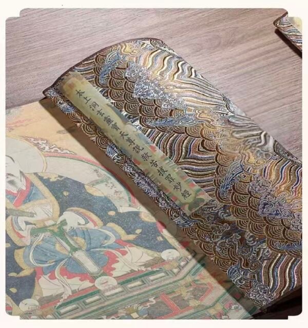 008. Xuan Paper Hand Scroll Daoism Scripture Copying Writing The Suprme Marvelous Scripture Song Brocade Box Set