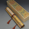 Xuan Paper Hand Scroll Copying Chinese Daoism Classic  Do Good Deeds  Article 《 YIN ZHI WEN 》 Song Brocade Box 