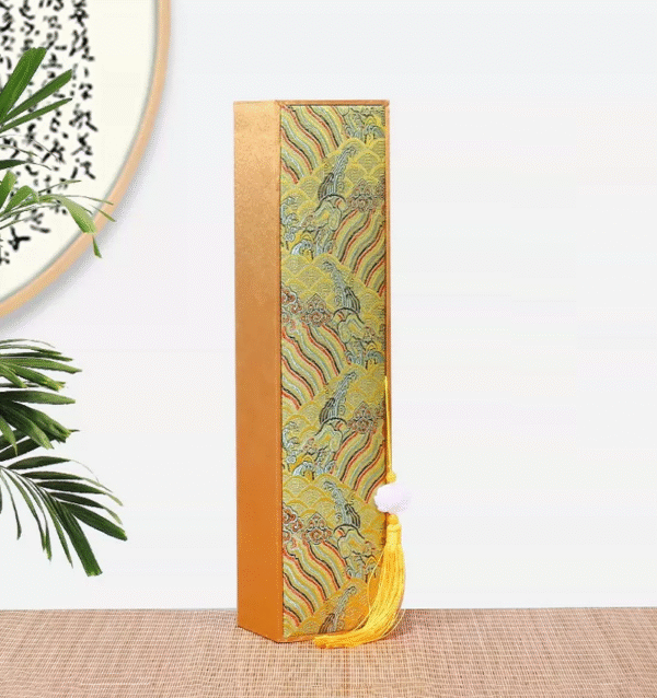Xuan Paper Hand Scroll Copying Chinese Daoism Classic  Do Good Deeds  Article 《 YIN ZHI WEN 》 Song Brocade Box 