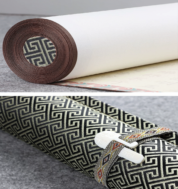 Xuan Paper Hand Scroll Artworks Gift Song Brocade Box  Set Copying Calligraphy <  Śūraṅgama Mantra > 