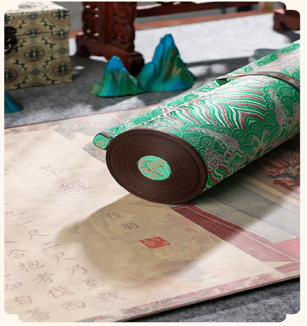 xuan paper hand scroll Artwork copying < The Classic of Tea > song brocade box Gift set
