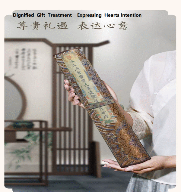 014 Xuan Paper Hand Scroll Daoism Scripture Copying Writing The Suprme Marvelous Scripture Song Brocade Box Set