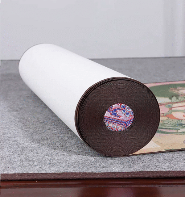 35*795cm Xuan Paper Hand Scroll Copying Universal Virtue Bodhisattva"s  Practices and Vows" Chapter Song Brocade Box Set 