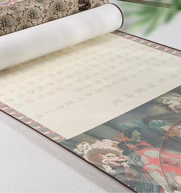 Xuan Paper Hand Scroll Artworks Gift Song Brocade Box  Set Copying Calligraphy <  Śūraṅgama Mantra > 