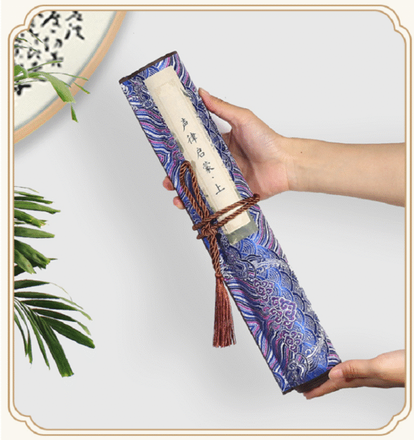 Xuan Paper Hand Scroll Copying  Phonetic Rhyme and Musical Rhythm  Article 《 Sheng Lv Qi Meng 》by Che Wan Yu  in Qing  Dynasty  Song Brocade Box 
