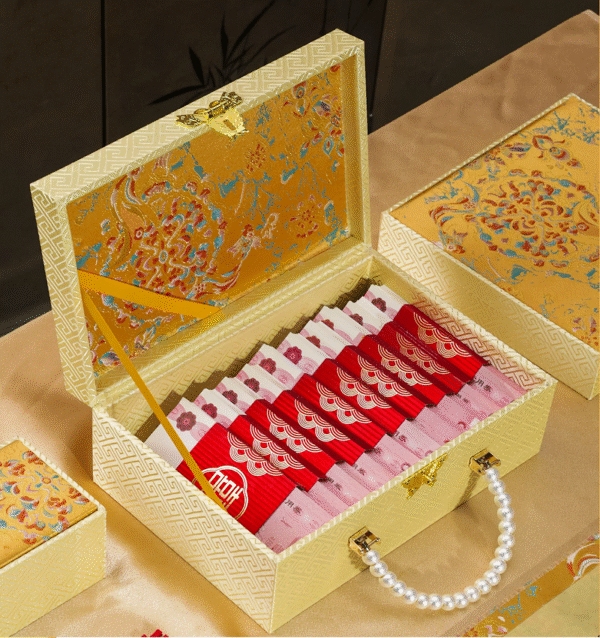 Bride price  Spousal  Conjugal gift  Marriage  Nuptial settlement  Dowry money box Red Yun Brocade Box