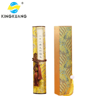 00 Xuan Paper Hand Scroll Copying Buddhism Article < The Great Repentance Sutra of Eighty-Eight Buddhas > Song Brocade Box
