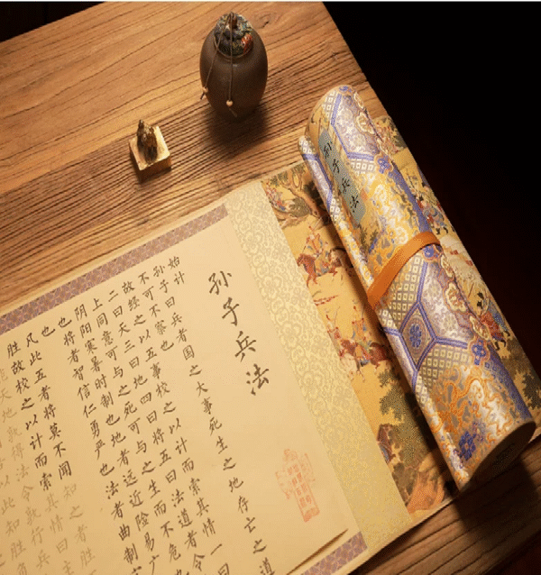 Xuan Paper Hand Scroll Chinese Calligraphy Copying Tracing Business Strategy < The Art of War   >  Artwork Collection Brocade Box Set