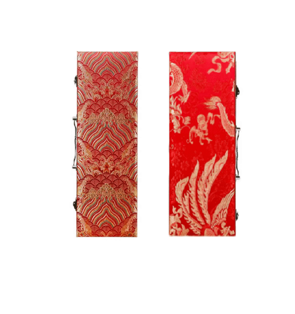 xuan paper hand scroll booklet package Red Gold Phoenix Color Song Brocade Box