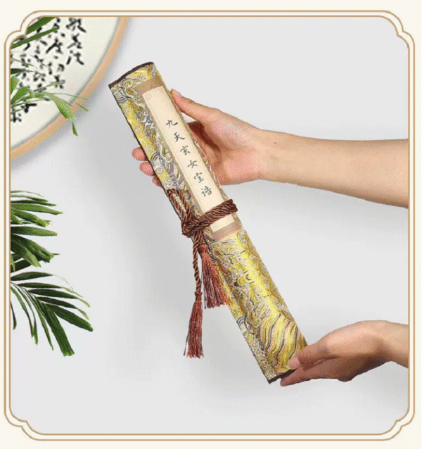 008 Xuan Paper Hand Scroll Copying Tracing Shakyo Taoism Classic of< The Nine Heavens Mysterious Woman > Song Brocade Box Set