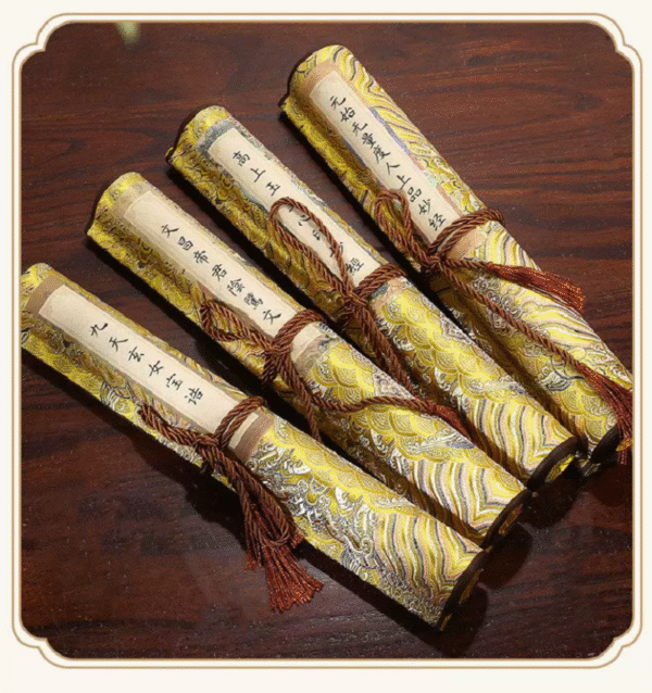 009 Xuan Paper Hand Scroll Copying Tracing Shakyo Taoism Classic of< The Nine Heavens Mysterious Woman > Song Brocade Box Set