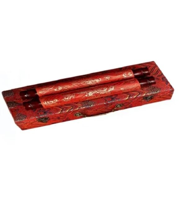 xuan paper hand scroll booklet package Red Gold Phoenix Color Song Brocade Box