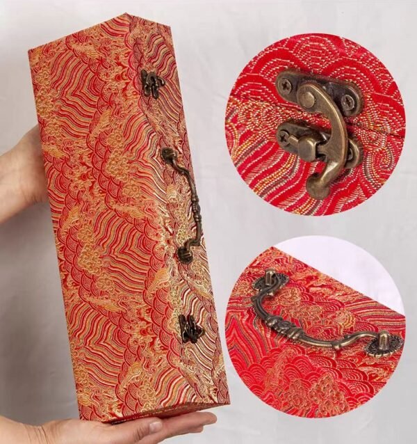 xuan paper hand scroll booklet package Red Gold Phoenix Color Song Brocade Box