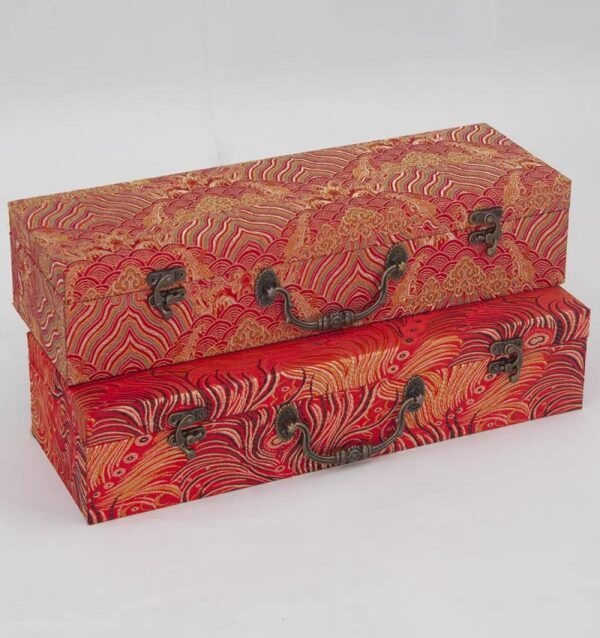 xuan paper hand scroll booklet package Red Gold Phoenix Color Song Brocade Box