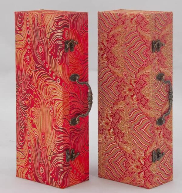xuan paper hand scroll booklet package Red Gold Phoenix Color Song Brocade Box