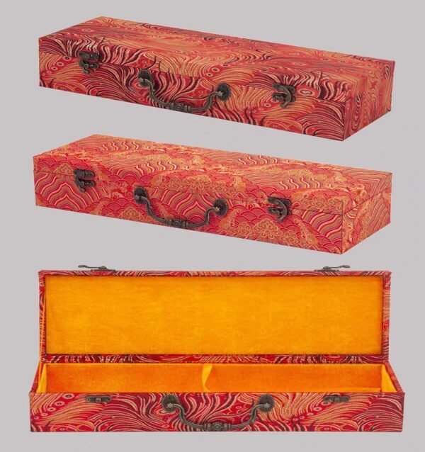 xuan paper hand scroll booklet package Red Gold Phoenix Color Song Brocade Box